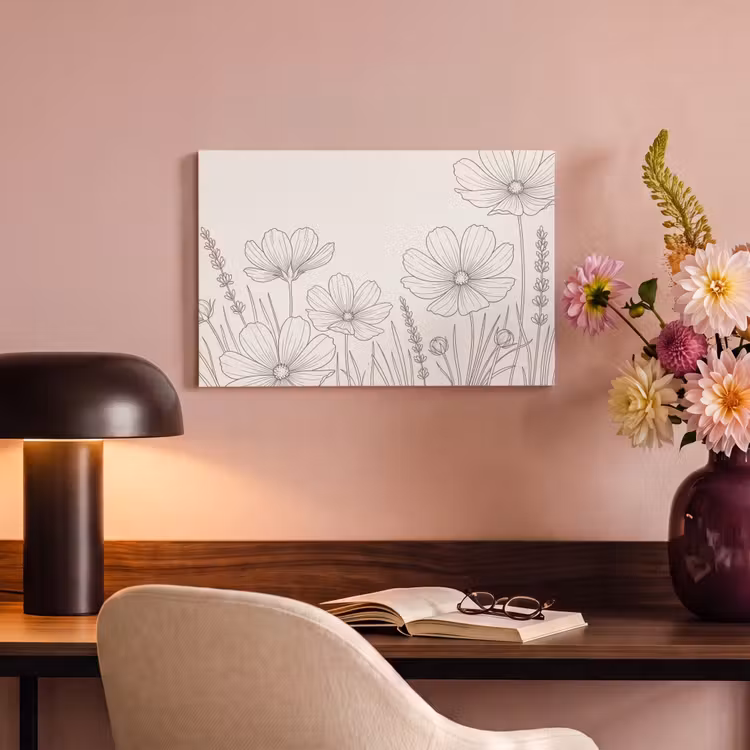 Minimalistisch - Modern - Bloemen - Beige canvas 2cm klein -sfeer4