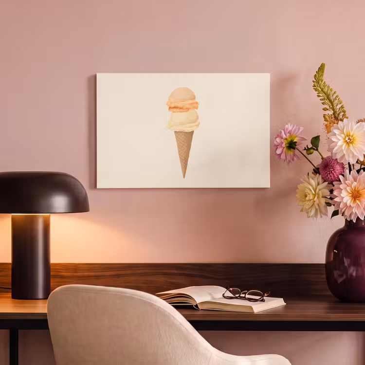 Minimalistisch - Schepijs - Hoorntje - Beige canvas 2cm klein -sfeer4