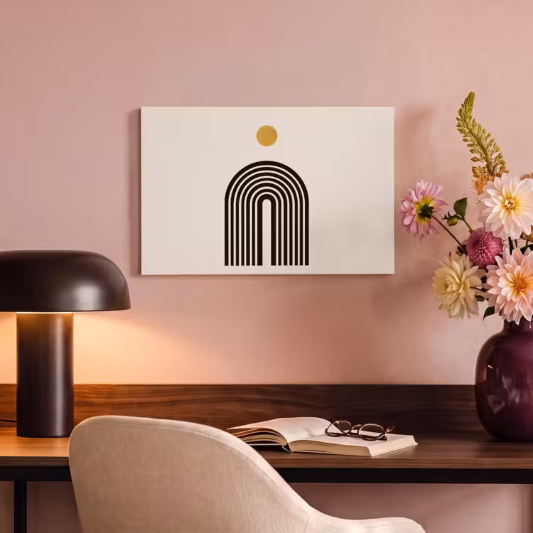 Minimalistisch - Zwarte boog - Gouden cirkel canvas 2cm klein -sfeer4