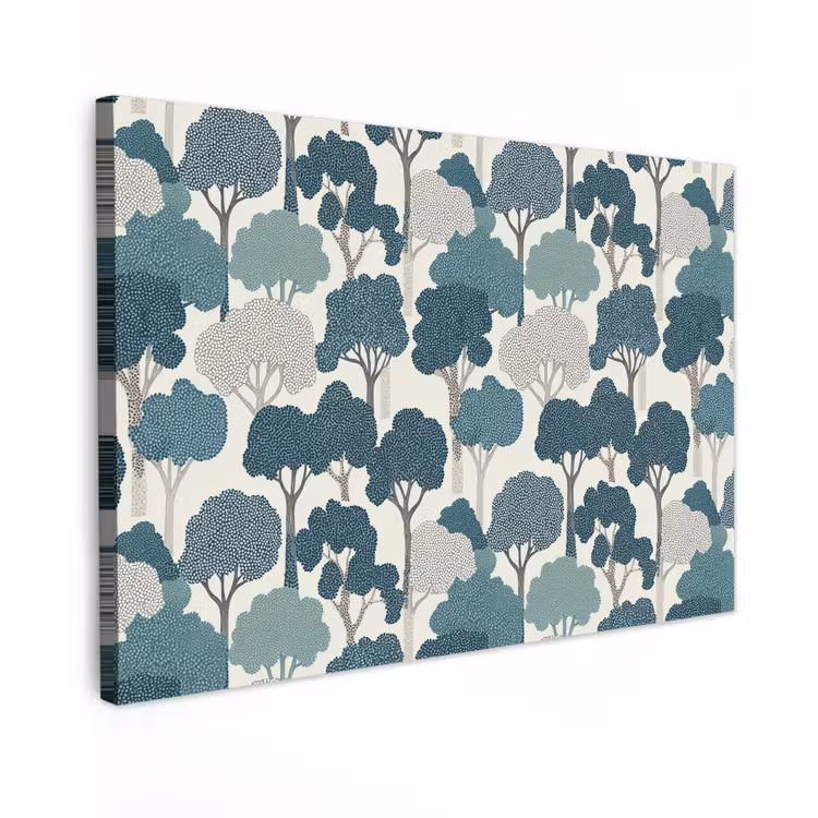 Modern - Bomen - Bos - Patroon - Blauw canvas 2cm klein 34 -z3d