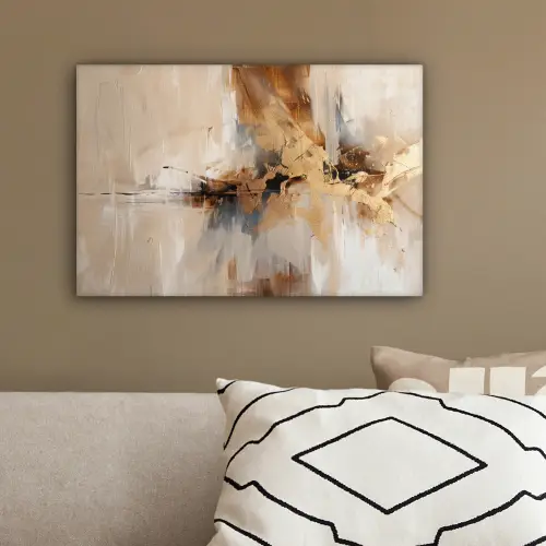 Modern - Bruin - Abstract - Beige canvas 2cm klein -sfeer3