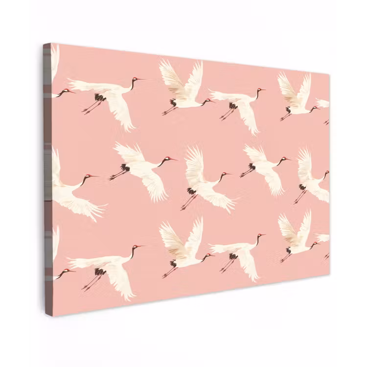 Modern - Kraanvogels - Roze canvas 2cm klein 34 -z3d