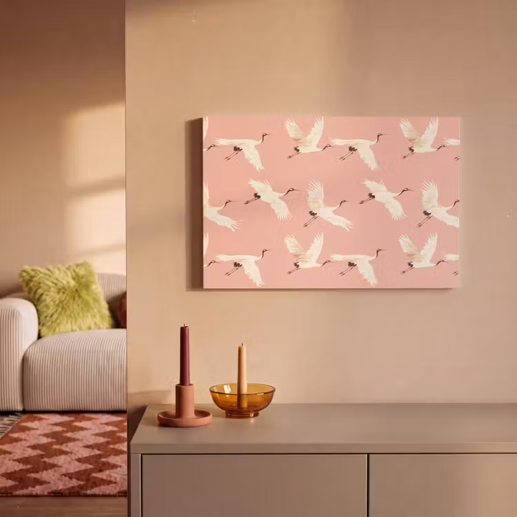 Modern - Kraanvogels - Roze canvas 2cm klein 34 -sfeer1