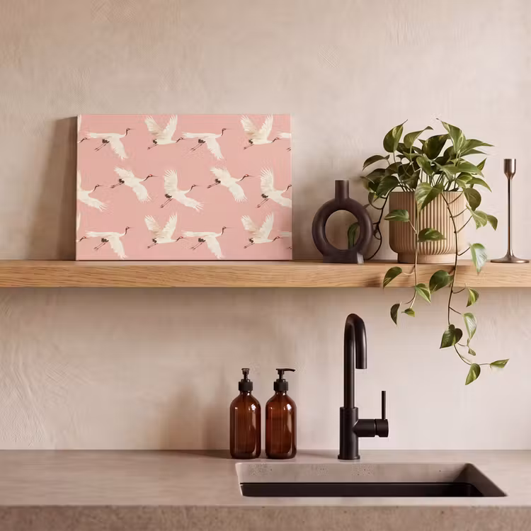 Modern - Kraanvogels - Roze canvas 2cm klein 34 -sfeer3
