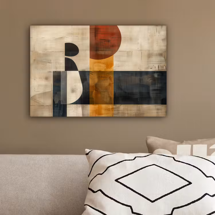 Modern - Kunst - Beige - Industrieel canvas 2cm klein -sfeer3