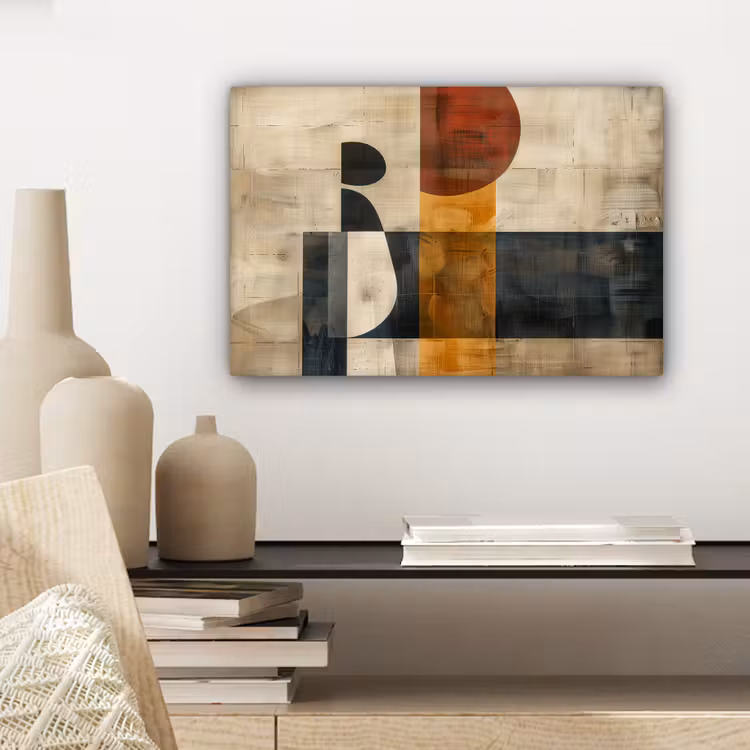 Modern - Kunst - Beige - Industrieel canvas 2cm klein -sfeer6