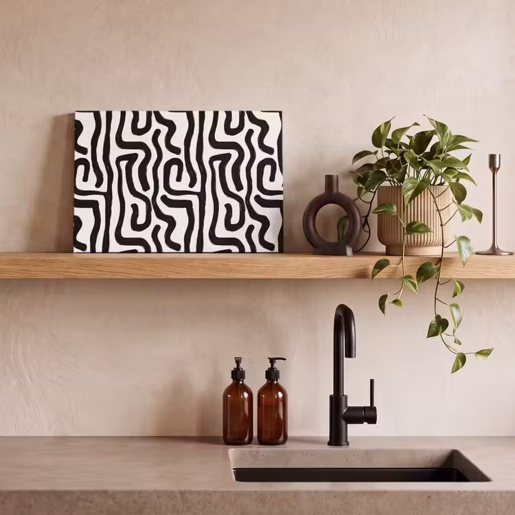 Modern - Lijnen - Zwart canvas 2cm klein 34 -sfeer3