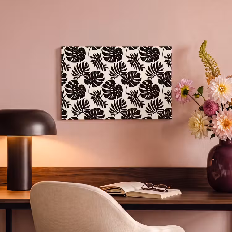 Modern - Monstera - Zwart canvas 2cm klein 34 -sfeer4