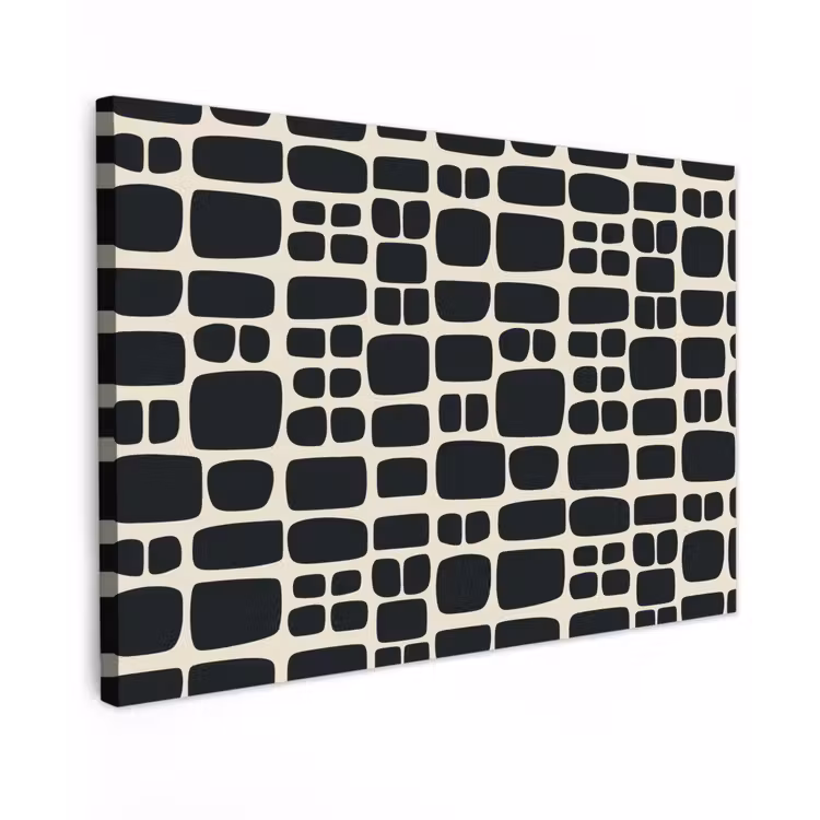 Modern - Organisch - Zwart canvas 2cm klein 34 -z3d