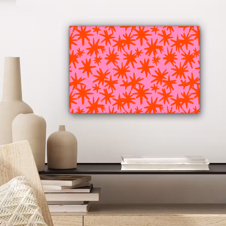 Modern - Sterren - Roze canvas 2cm klein 34 -sfeer6