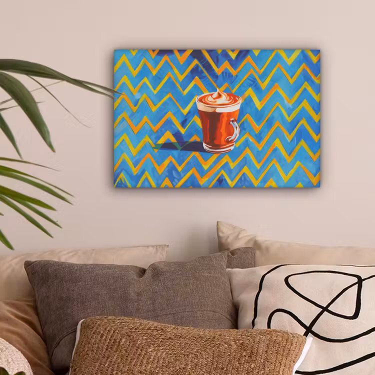 Mok - Koffie - Zigzag - Slagroom canvas 2cm klein -sfeer1