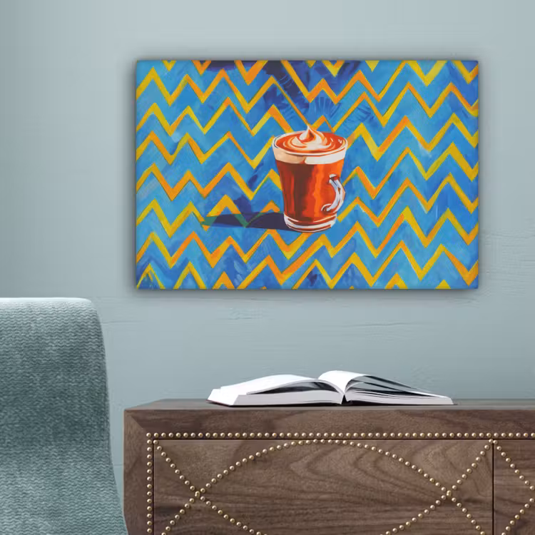 Mok - Koffie - Zigzag - Slagroom canvas 2cm klein -sfeer4