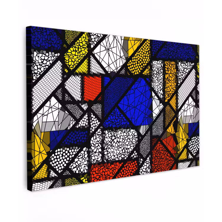 Mondriaan - Glas in lood - Oude Meesters - Kunstwerk - Abstract - Schilderij canvas 2cm klein -z3d