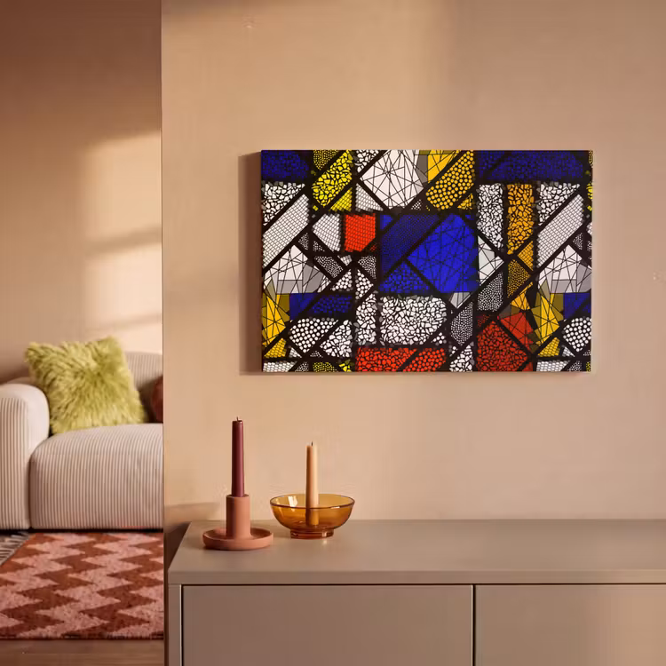 Mondriaan - Glas in lood - Oude Meesters - Kunstwerk - Abstract - Schilderij canvas 2cm klein -sfeer1