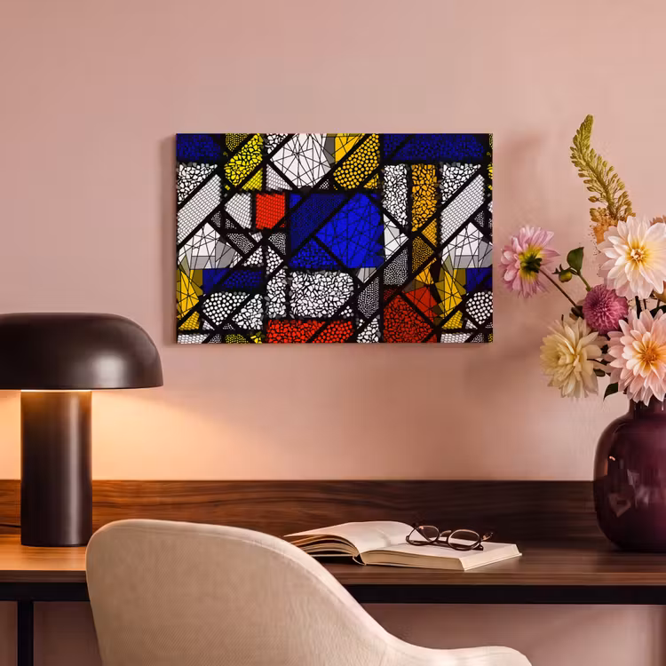 Mondriaan - Glas in lood - Oude Meesters - Kunstwerk - Abstract - Schilderij canvas 2cm klein -sfeer4