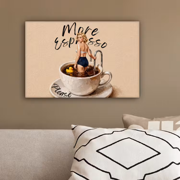 More espresso - Koffie - Eend canvas 2cm klein -sfeer3