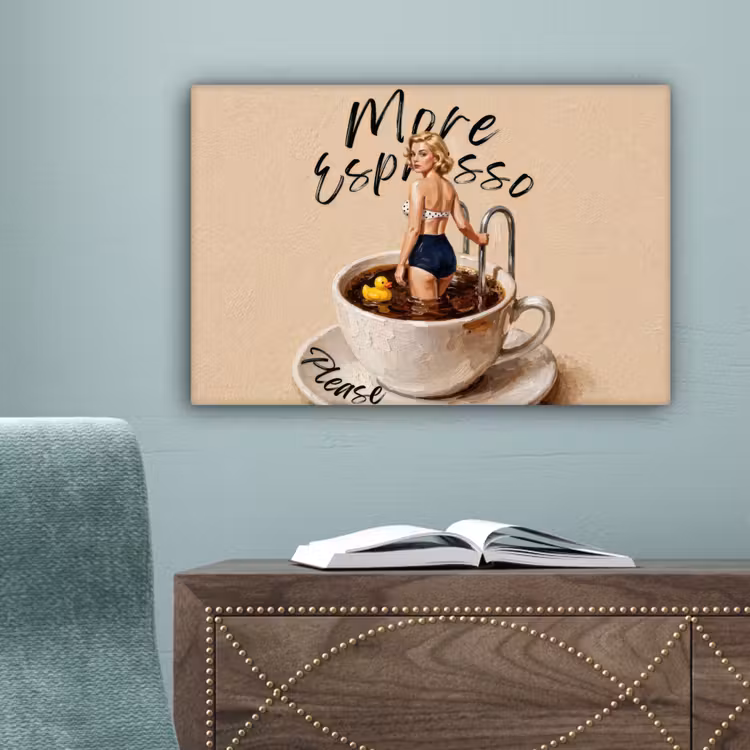 More espresso - Koffie - Eend canvas 2cm klein -sfeer4