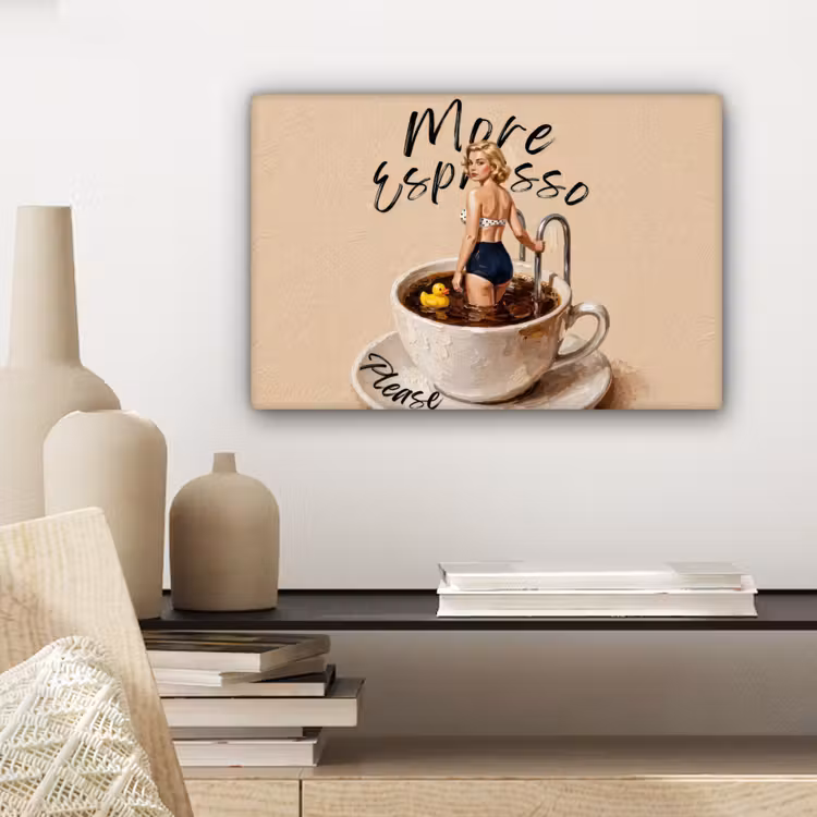 More espresso - Koffie - Eend canvas 2cm klein -sfeer6