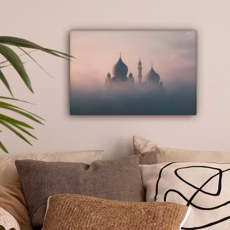 Moskee - Minaretten - Roze mist canvas 2cm klein -sfeer1