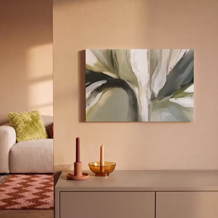 Natuur - Abstract - Groen - Penseelstreken canvas 2cm klein -sfeer1
