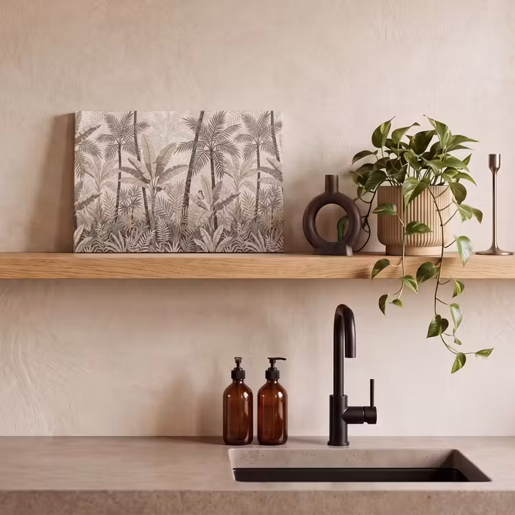 Natuur - Bladeren - Landschap - Mozaïek - Beige canvas 2cm klein -sfeer3