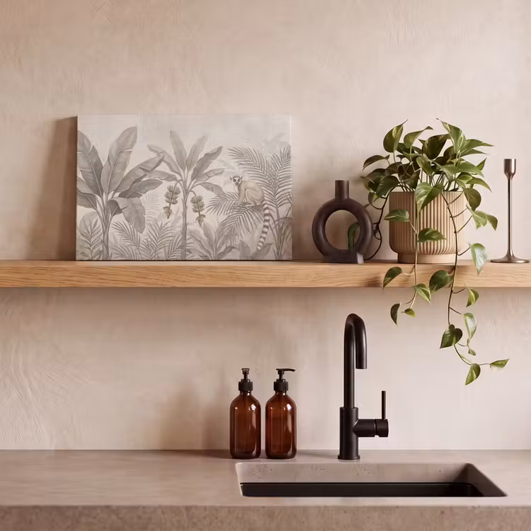 Natuur - Jungle - Ringstaartmaki - Bruin canvas 2cm klein -sfeer3