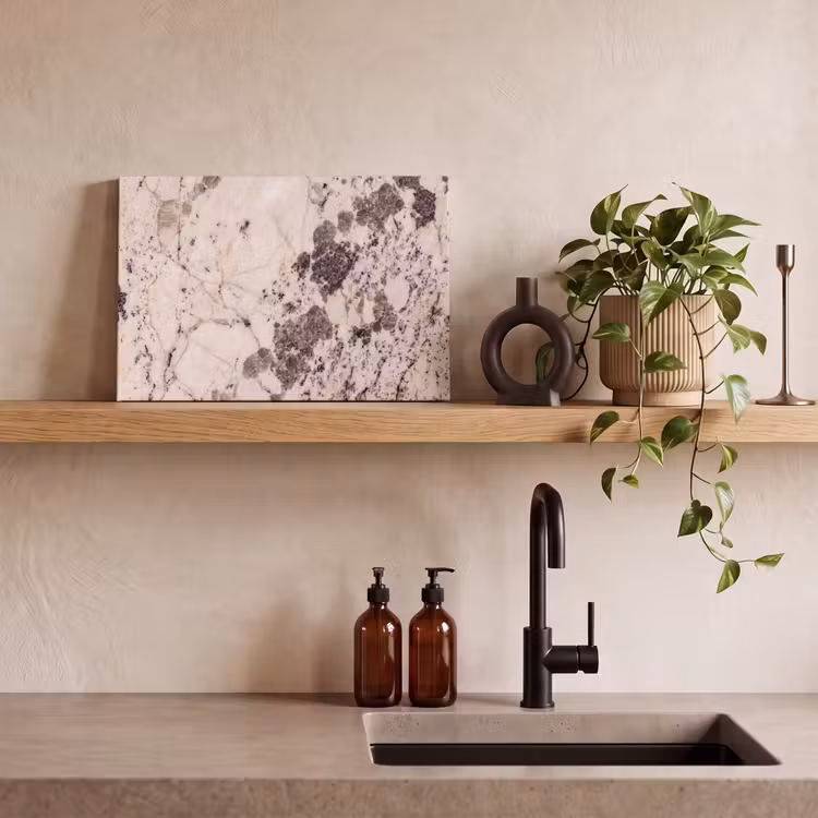 Natuursteen - Patroon - Abstract - Beige - Grijs canvas 2cm klein -sfeer3