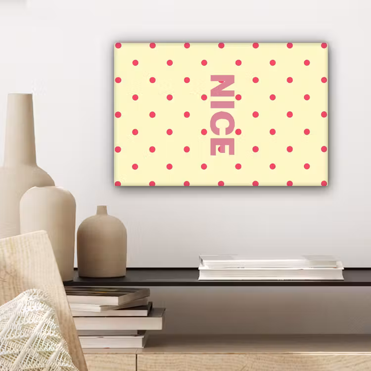 Nice - Stippen - Roze - Geel canvas 2cm klein -sfeer6