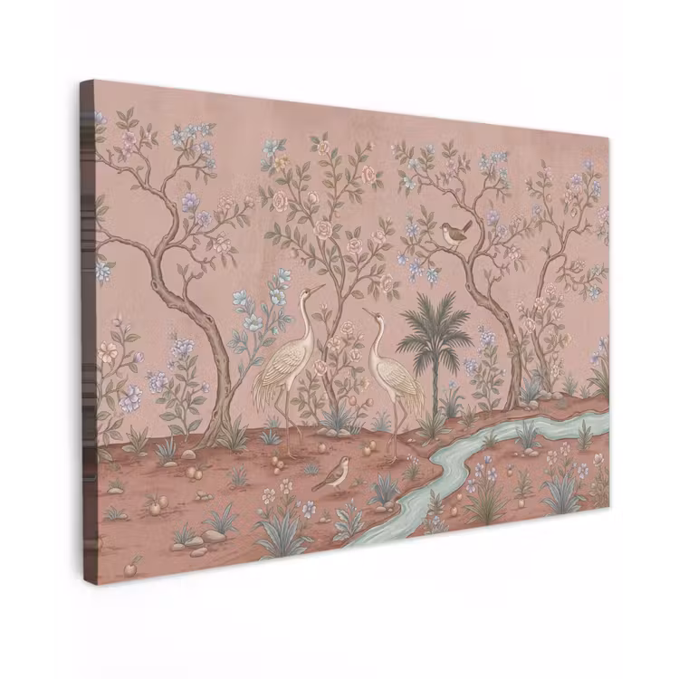Nostalgisch - Reigers - Roze canvas 2cm klein -z3d