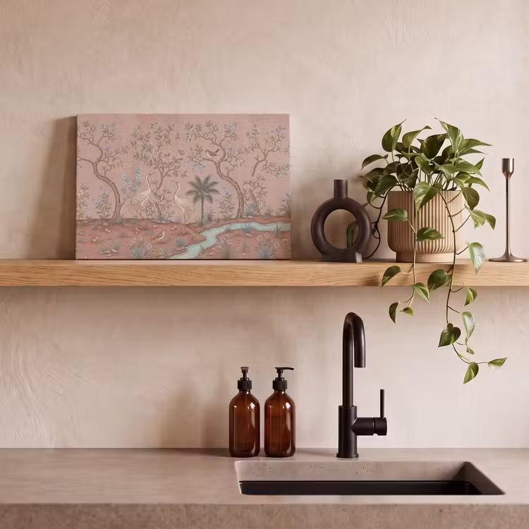 Nostalgisch - Reigers - Roze canvas 2cm klein -sfeer3