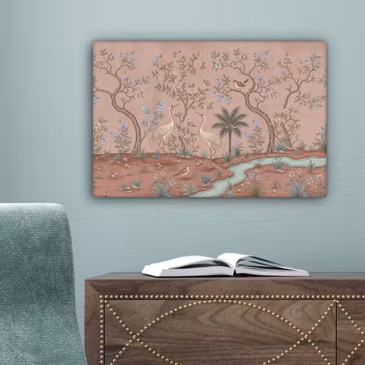 Nostalgisch - Reigers - Roze canvas 2cm klein -sfeer4