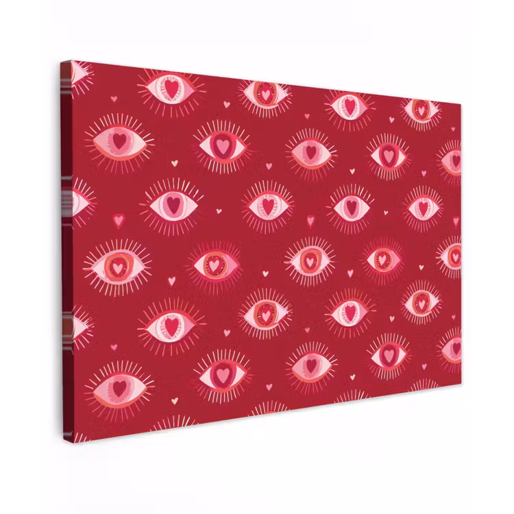 Ogen - Patroon - Roze - Donkerrood canvas 2cm klein 34 -z3d