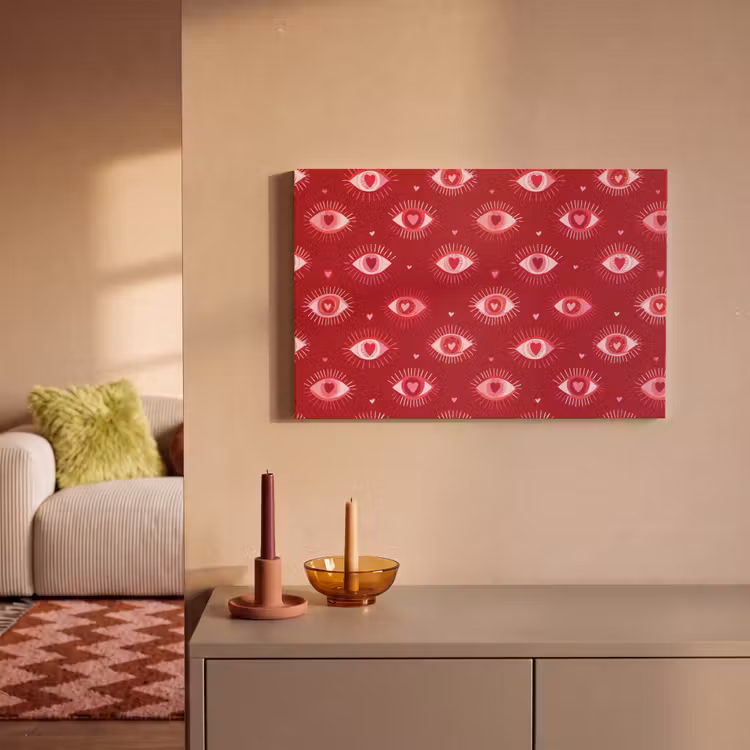Ogen - Patroon - Roze - Donkerrood canvas 2cm klein 34 -sfeer1