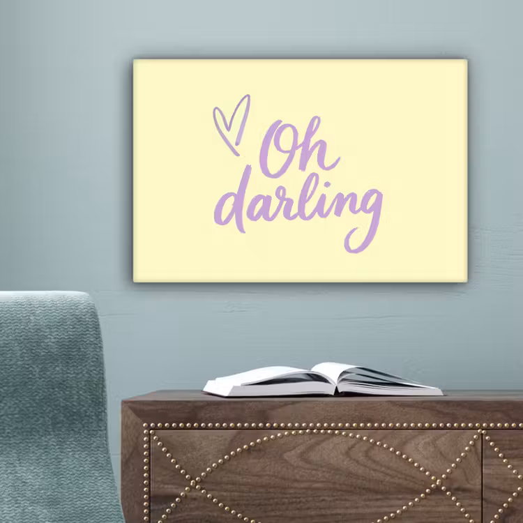 Oh darling - Geel - Hart canvas 2cm klein -sfeer4
