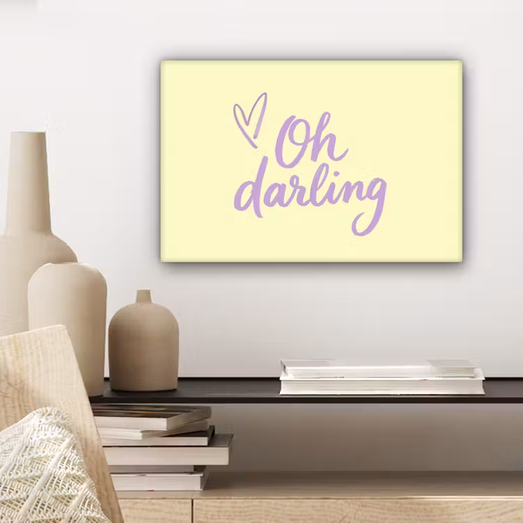 Oh darling - Geel - Hart canvas 2cm klein -sfeer6