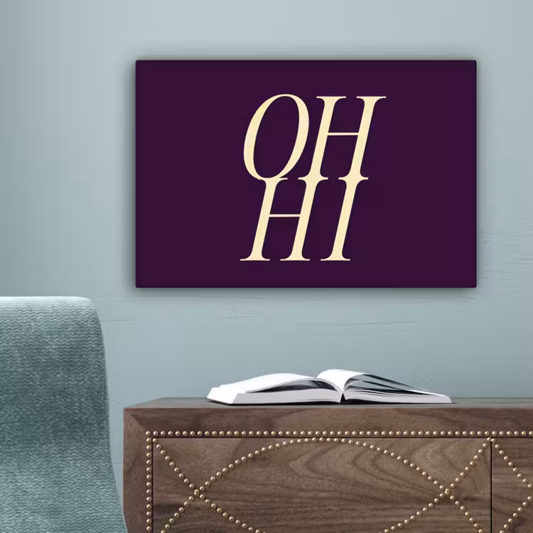 Oh hi - Paars - Minimalistisch canvas 2cm klein -sfeer4