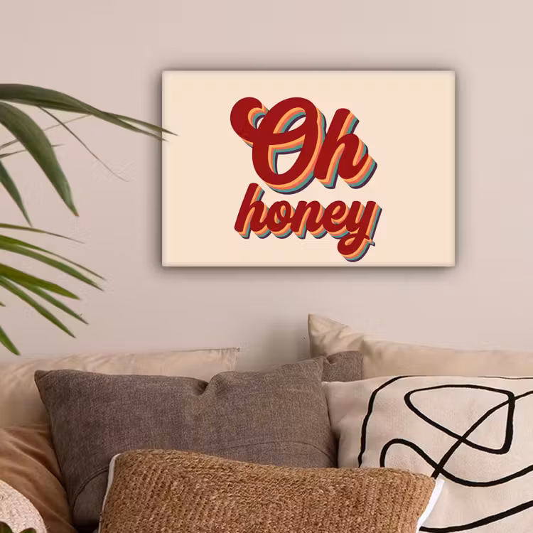 Oh honey - Rood - Schaduw canvas 2cm klein -sfeer1