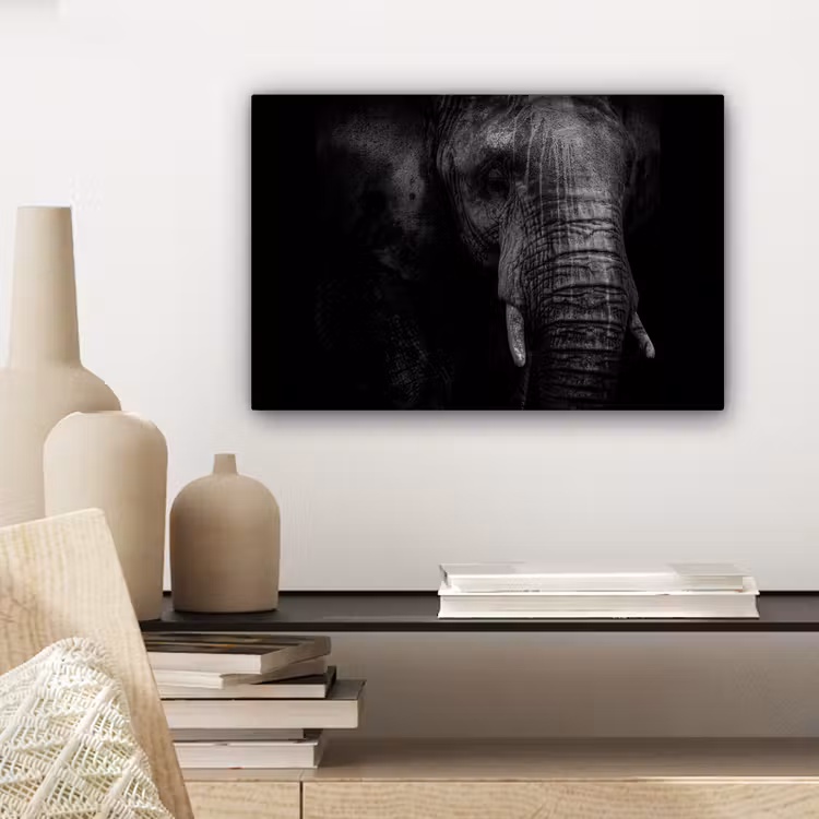 Olifant - Dier - Portret canvas 2cm klein -sfeer6