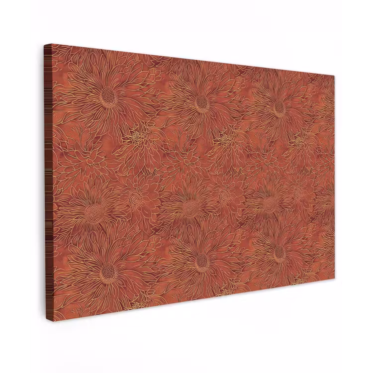 Oosters - Bloemen - Terracotta canvas 2cm klein 34 -z3d