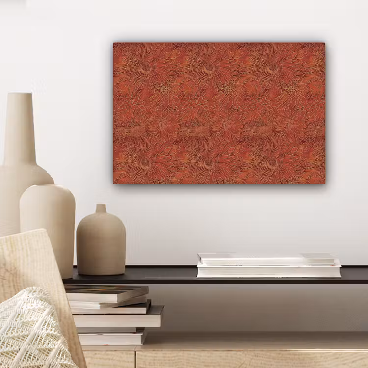 Oosters - Bloemen - Terracotta canvas 2cm klein 34 -sfeer6