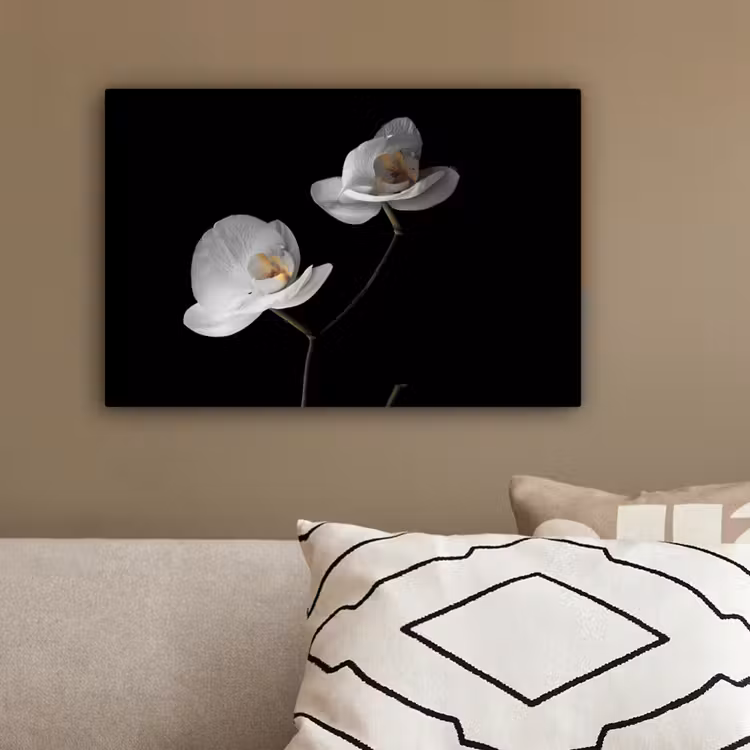Orchidee - Bloemen - Zwart - Wit - Stilleven canvas 2cm klein -sfeer3