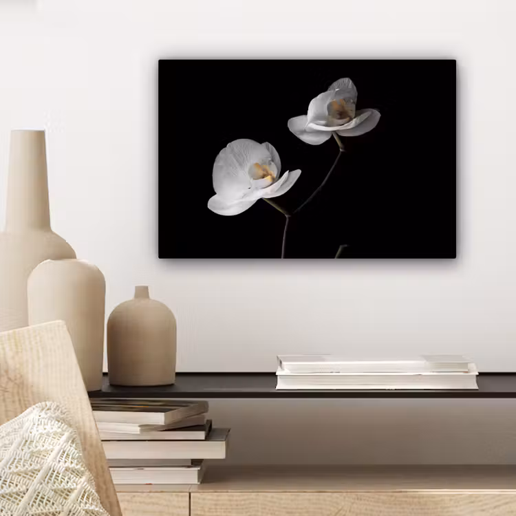 Orchidee - Bloemen - Zwart - Wit - Stilleven canvas 2cm klein -sfeer6