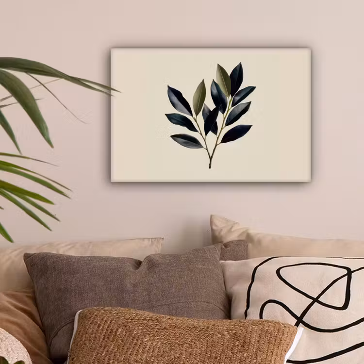 Ovaal - Olijfgroen - Simpel canvas 2cm klein -sfeer1