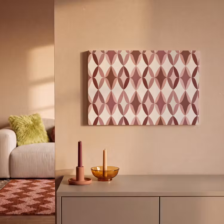 Ovaal - Textuur - Roze canvas 2cm klein 34 -sfeer1