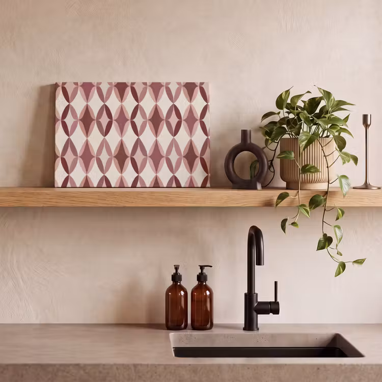 Ovaal - Textuur - Roze canvas 2cm klein 34 -sfeer3