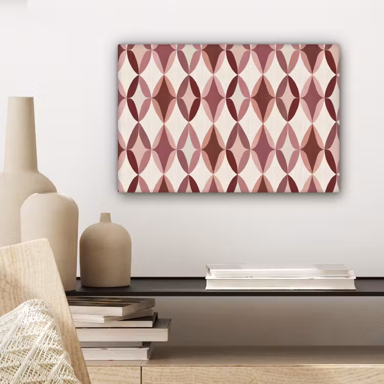 Ovaal - Textuur - Roze canvas 2cm klein 34 -sfeer6