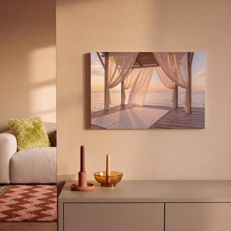 Overkapping - Zee - Zonsondergang - Vakantie - Rust canvas 2cm klein -sfeer1