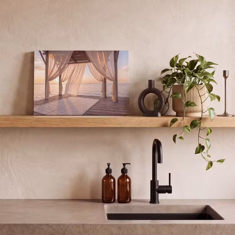 Overkapping - Zee - Zonsondergang - Vakantie - Rust canvas 2cm klein -sfeer3