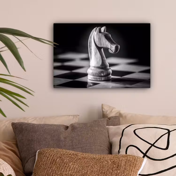 Paard - Hout - Schaalbord - Zwart canvas 2cm klein -sfeer1
