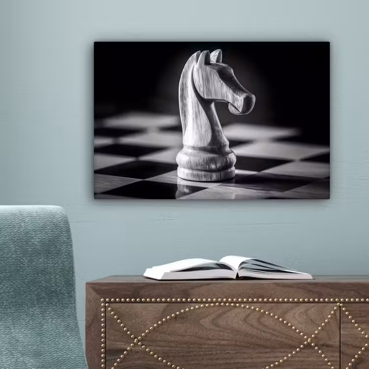 Paard - Hout - Schaalbord - Zwart canvas 2cm klein -sfeer4
